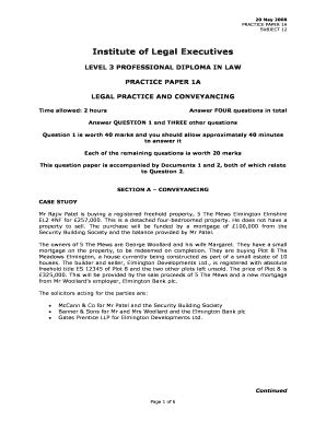 Page 1 of 12 14 January 2019 <b>Level</b> <b>3</b> CONTRACT LAW Subject Code L3-2 THE CHARTERED INSTITUTE OF LEGAL EXECUTIVES UNIT 2 - CONTRACT LAW * Time allowed: 1 hour and 30 minutes plus 15 minutes ' reading time Instructions to Candidates You have FIFTEEN minutes to read through this question <b>paper</b> before the start of the examination. . Cilex level 3 past papers suggested answers